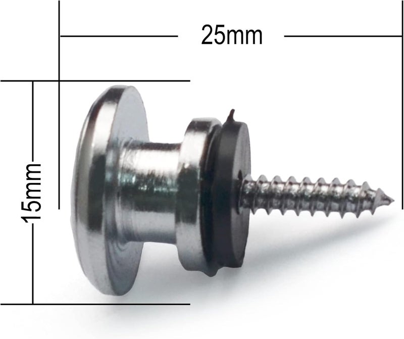 MAXCHEER 2PCS Mushroom Style Guitar Ukulele Bass Strap Lock Lock Metal Music Parts (Chrome) - Image 4